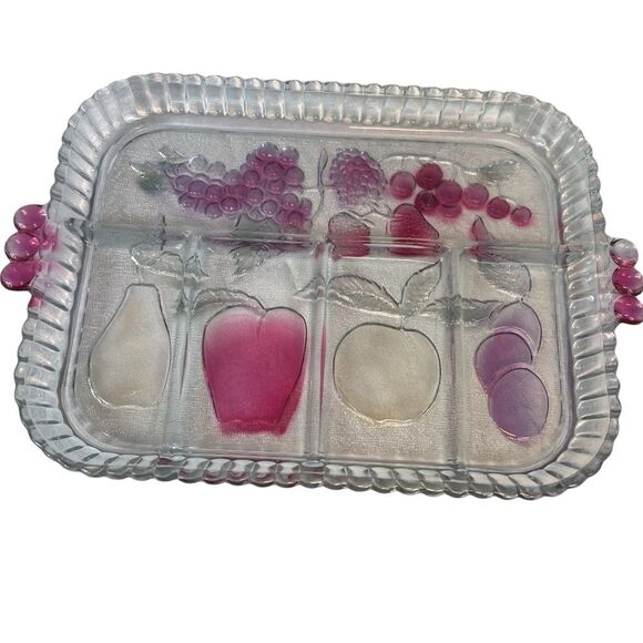 Vintage Indiana Glass Divided Serving/Relish Tray 5 Slot Fruits Hors D’oeuvres - Picture 1 of 12